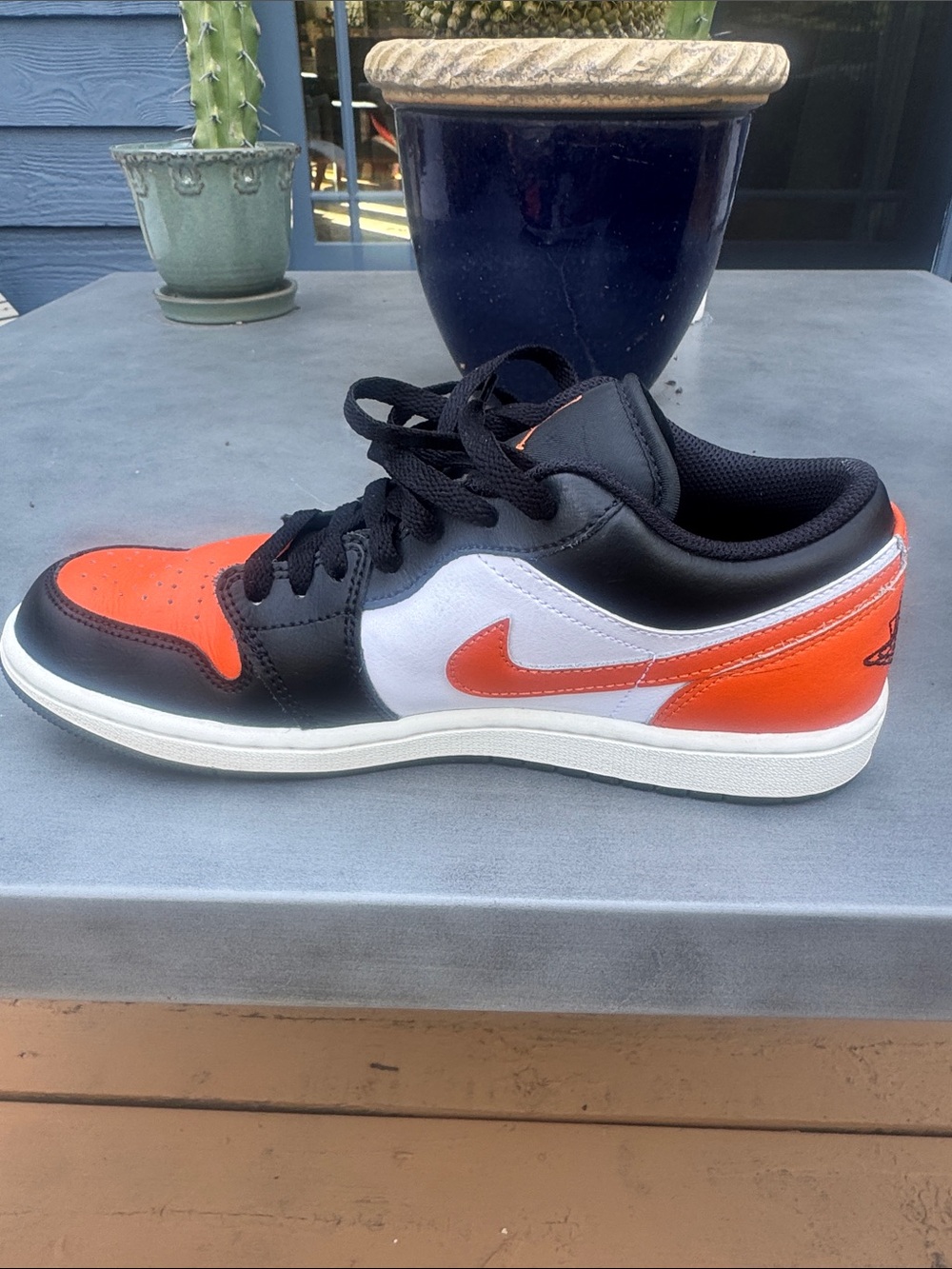 Nike Air Jordan 1 Low - Black/White/Orange Men's Sneakers - Picture 8 of 14